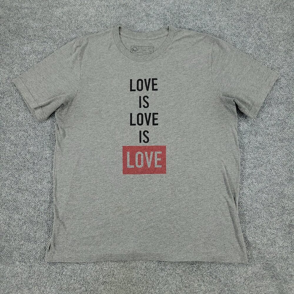 Human Unlimited Shirt Men's XL Gray Love Is Love Graphic Crew Neck Short Sleeve